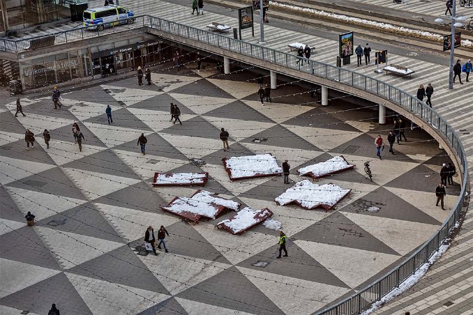 Plattan på Sergels torg Sergels torg fotograferad från plan 5 i Kulturhuset. 