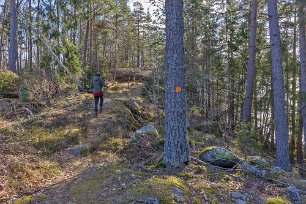 Brant och kuperat Stigen på västra sidan är både brant och kuperad, men ändå lättången.