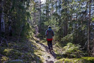I lä för kylig vind Vårvintersolen värmer, när vi är i lä för den kyliga nordvästvinden.