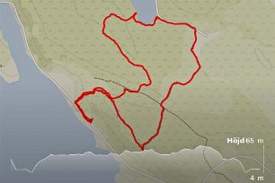 Höjdkurva Höjdkurva och stigar i Björndalbergens naturreservat.