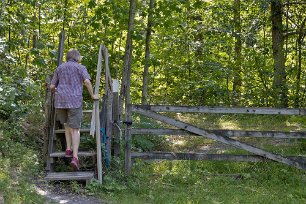Trappstege Trappstege till stig till landsvägen.
